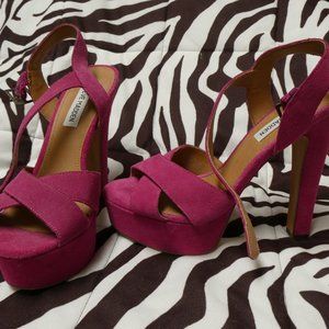 Steve Madden Hot Pink Suede Platform High Heels